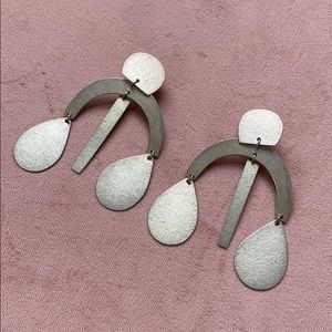 Annie Costello Brown Mini Arc Earrings in Silver